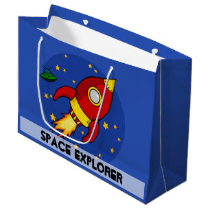 Sac cadeau brillant rouge fusée