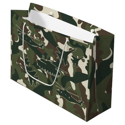 Sac cadeau Camouflage militaire - Fête d'anniversa (Devant Angle)