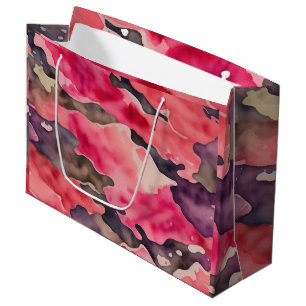 Sac cadeau camouflage rose aquarelle
