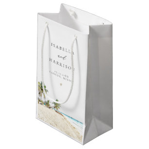 Sac Cadeau CANCUN Watercolor Beach Palm Tree Merci Petit