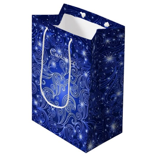 Sac cadeau Celestial Blue Swirls & Stars (Devant Angle)