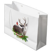 Sac Cadeau Cerf Oiseau Rouge (Devant Angle)