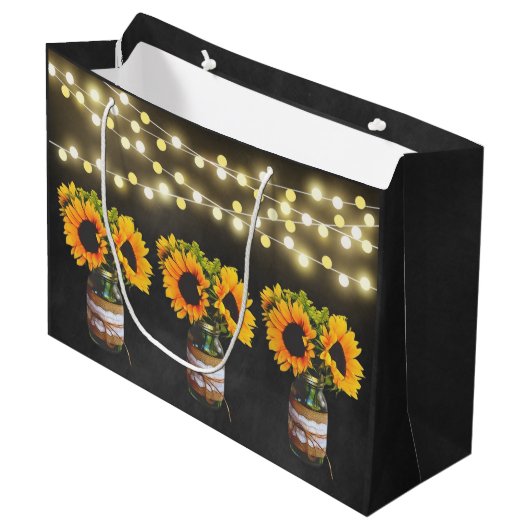 Sac cadeau Chalkboard Sunflower Rustic String Ligh (Devant Angle)