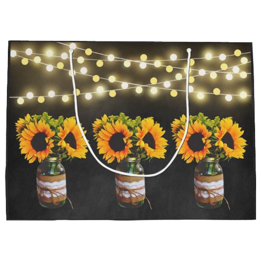 Sac cadeau Chalkboard Sunflower Rustic String Ligh (Dos)