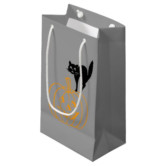 Sac cadeau - Chat noir et Citrouille (Devant Angle)