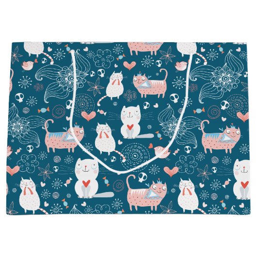 Sac cadeau Chats, Oiseaux et Coeurs (Devant)