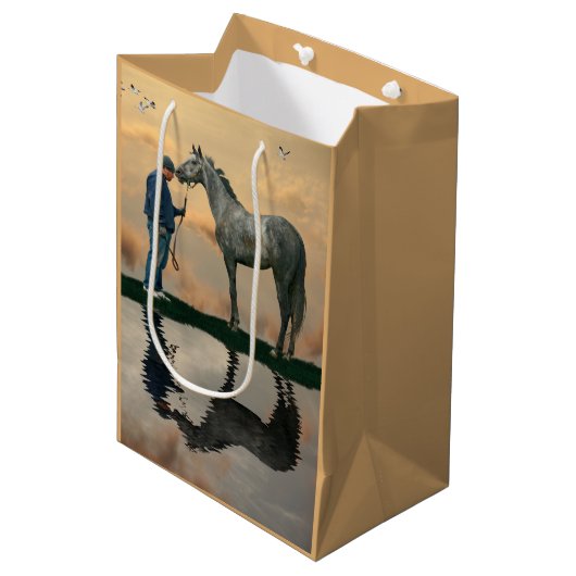 Sac cadeau Cheval Gris Et Groom OTTB (Devant Angle)