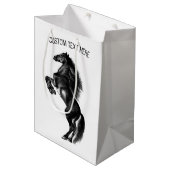 Sac cadeau Cheval Noir avec Texte Personnalisé (Devant Angle)