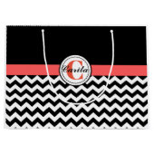 Sac cadeau Chevron noir/blanc monogramme (Devant)