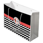 Sac cadeau Chevron noir/blanc monogramme (Devant Angle)