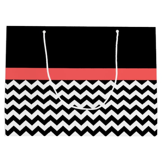 Sac cadeau Chevron noir/blanc monogramme (Dos)