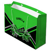 Sac Cadeau Chevrons - Lime Vert, Noir, Argent - Grand (Dos Angle)