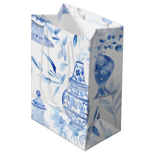 Sac cadeau Chinoiserie Blue Medium (Devant Angle)