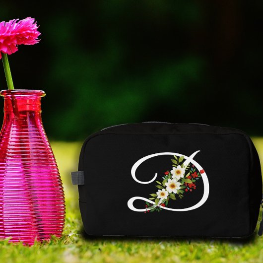 Sac cadeau classique monogramme rouge fleur blanch