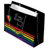 Sac cadeau Coeur Fierté Arc-en-ciel personnalisé (Devant Angle)