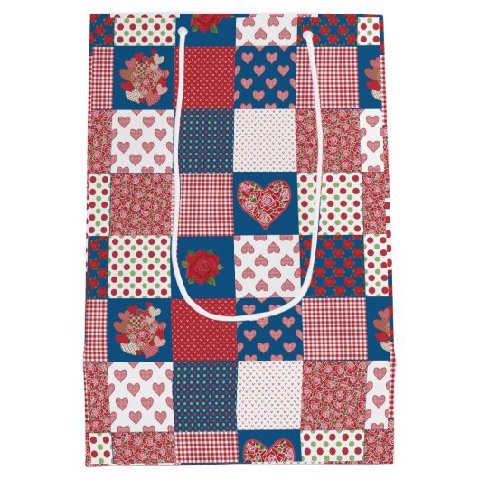 Sac cadeau Coeurs et Rose Faux Patchwork (Dos)