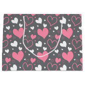 Sac cadeau Coeurs rose et gris (Devant)