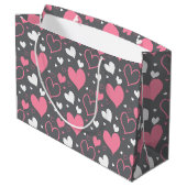 Sac cadeau Coeurs rose et gris (Dos Angle)
