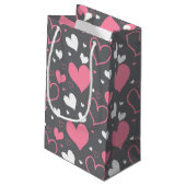 Sac cadeau coeurs rose et gris (Dos Angle)