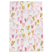 Sac cadeau Coeurs rose et or (Devant)