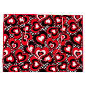 Sac Cadeau Coeurs, rouge, noir, blanc, Saint Valentin. Grand (Dos)