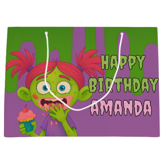 Sac cadeau cool fille Zombie réversible (Devant)
