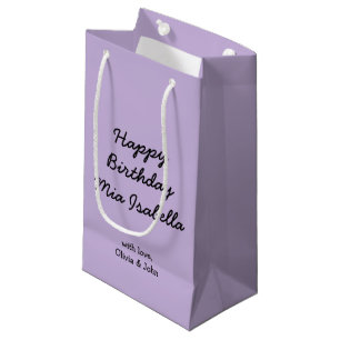 Sac Cadeau Couleur tendance Violet doux Personnalisé Petit sa
