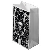 Sac cadeau crâne noir et blanc (blanc) (Devant Angle)
