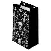 Sac cadeau crâne noir et blanc (noir) (Devant Angle)
