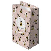 Sac cadeau Customisé rose abeille avec illustratio (Devant Angle)