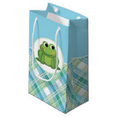 Sac cadeau Cute Frog Blue et Green Plaid (Devant Angle)
