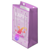 Sac Cadeau Cute Petit Arc-en-ciel Gecko Lizard sur rose (Devant Angle)