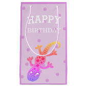 Sac Cadeau Cute Petit Arc-en-ciel Gecko Lizard sur rose (Devant)