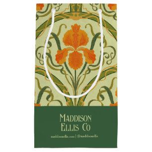Sac cadeau d'affaires Art Nouveau floral vert
