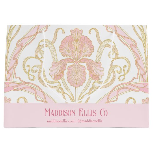 Sac cadeau d'affaires floral Art Nouveau rose (Devant)