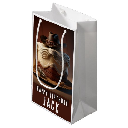 Sac cadeau d'anniversaire à thème Cowboy (Devant Angle)