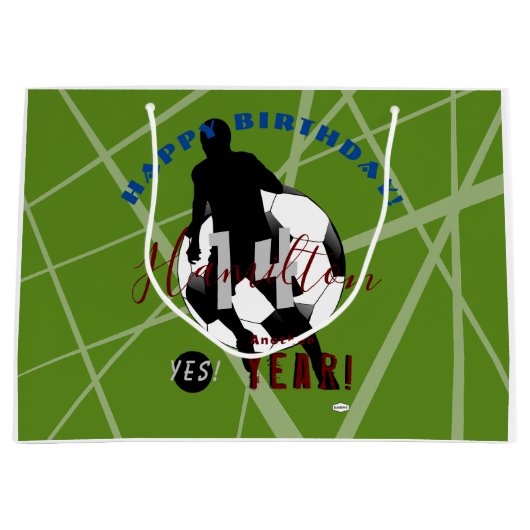 Sac cadeau d'anniversaire avec thème de football H (Devant)