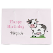 Sac cadeau d'anniversaire avec une jolie vache (Devant)