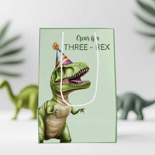 Sac cadeau d'anniversaire de dinosaure à trois Rex
