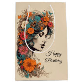 Sac cadeau d'anniversaire de la fille Floral Boho  (Devant)