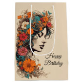 Sac cadeau d'anniversaire de la fille Floral Boho  (Dos)