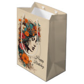 Sac cadeau d'anniversaire de la fille Floral Boho  (Dos Angle)