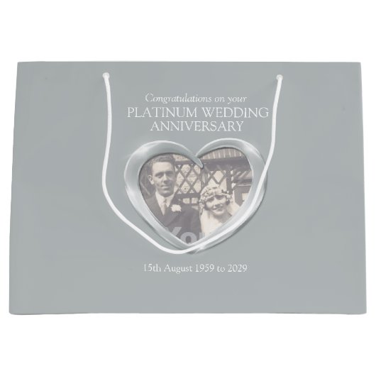Sac cadeau d'anniversaire de mariage en platine (Devant)
