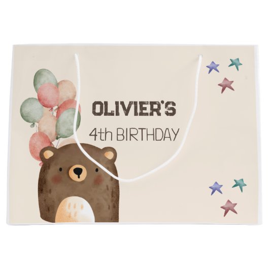 sac cadeau d'anniversaire d'ours en peluche (Devant)