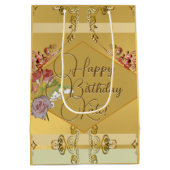 Sac cadeau d'anniversaire Floral doré (Dos)