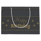Sac cadeau d'anniversaire gris foncé avec étoiles (Devant)