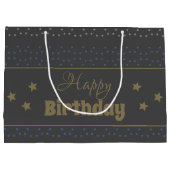 Sac cadeau d'anniversaire gris foncé avec étoiles (Dos)