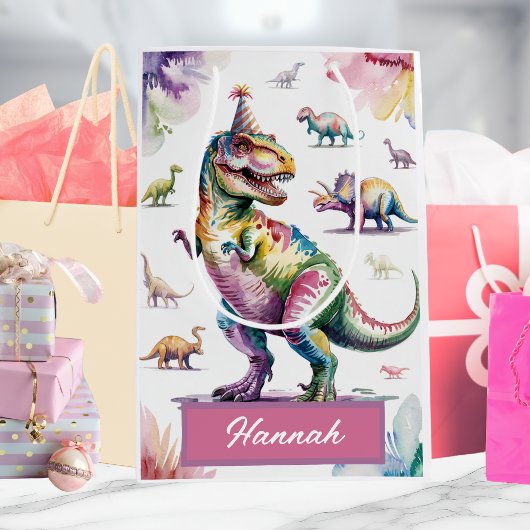 Sac cadeau d'anniversaire personnalisé Dinosaure f