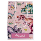 Sac cadeau d'anniversaire personnalisé Dinosaure f (Dos)