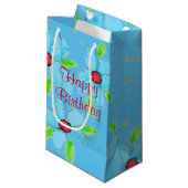 Sac cadeau d'anniversaire petit bleu (Devant Angle)
